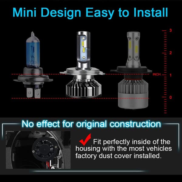 Passar bil 2st 8000K Mini H7 LED-lampor Strålkastarlampor