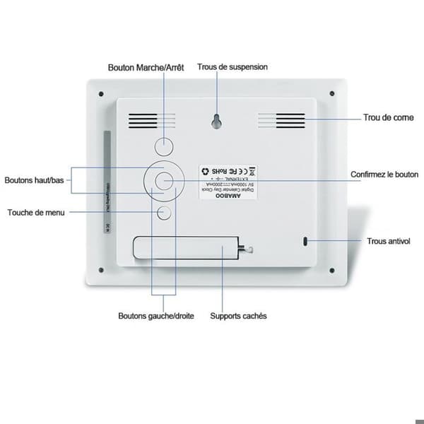 7-tommers kalenderklokke - automatisk dimming - hvit