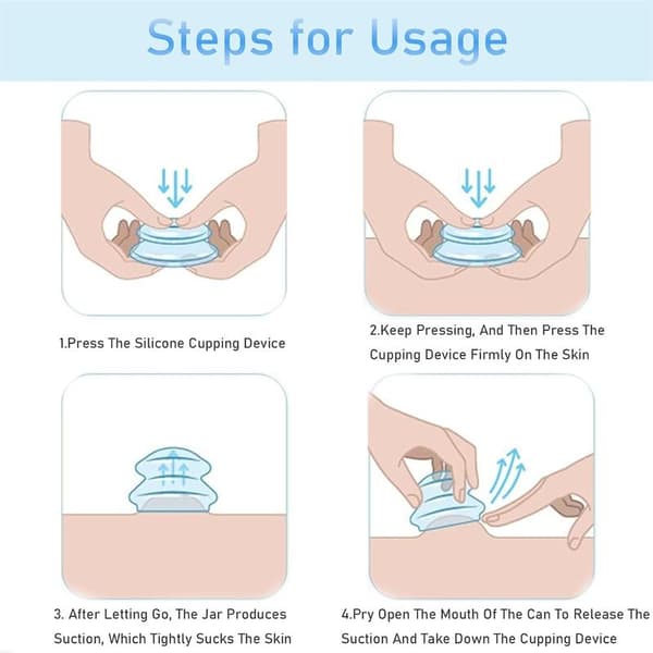 Bærbart akupunktur cupping sæt, cupping terapi sæt, silikone kopper, sæt med 3 anti-cellulite massage kopper, til lindring af muskler