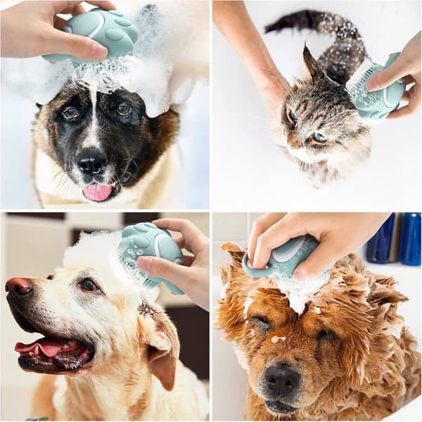 Silikonbadborste - Schampodispenser - Massageapparat - För hundar och katter