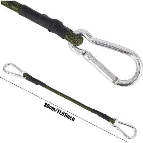 Sæt med 2 kraftige mini-elastiksnore, 30 cm, med karabinhage til camping, bagage og rejser