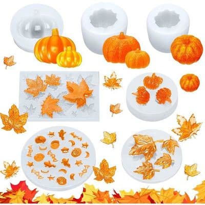 3D Silikone Græskar Epoxy Form, 7 Stk Græskar Epoxy Form, til Festival Efterår Høst Thanksgiving Halloween DIY