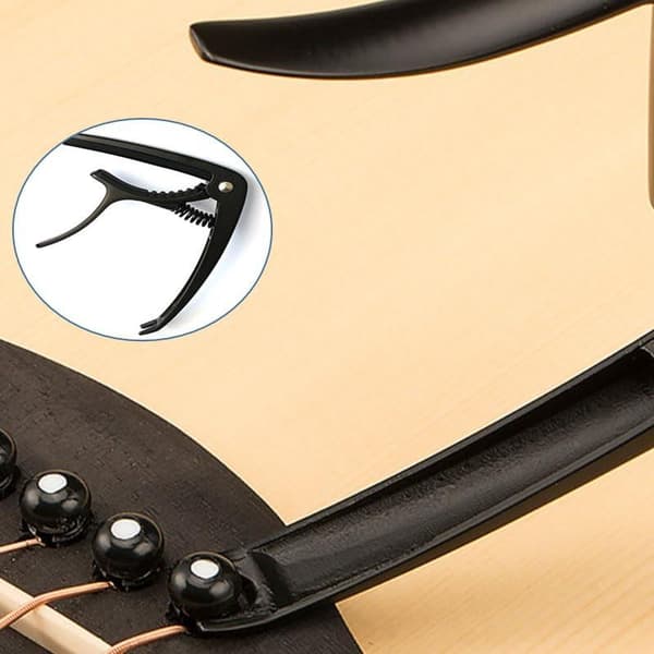 Gitarrklämma akustisk gitarr, elgitarr, ukulele, banjo och basgitarr, snabb att ta bort, med minnessilikondynor