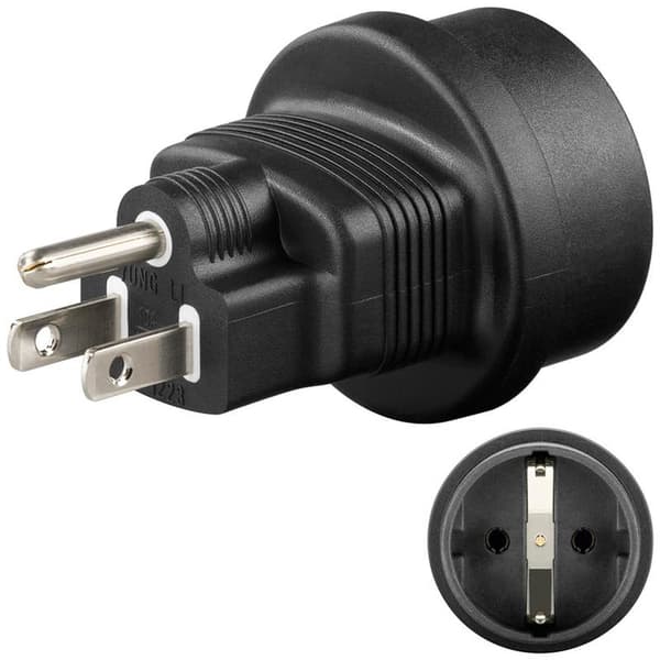Rejseadapter Europa til USA/Japan, sort