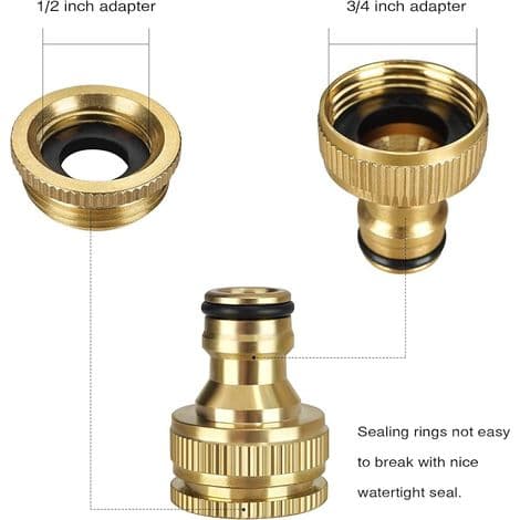 6-delt haveslangeforbindelsessæt, solid messing havehaneadapter, 2-i-1 haneadapter, hurtigkobling til haveslange, haneadapter