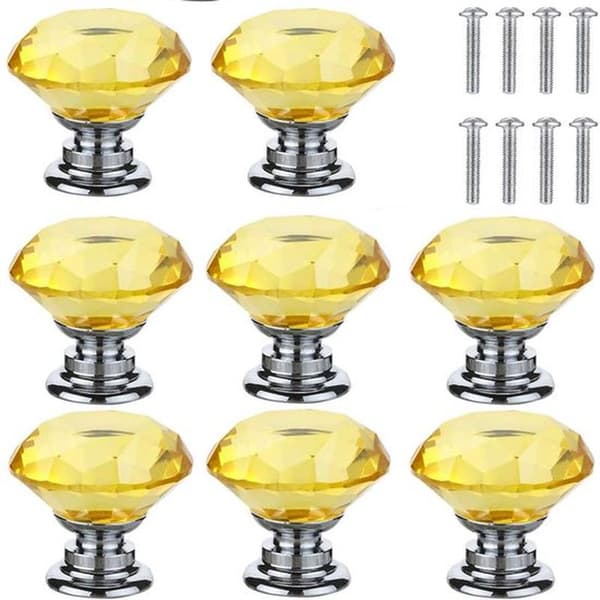 8-pack 30 mm lila runda skåpsknoppar i glas och zinklegering