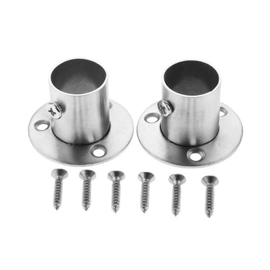 22 mm garderobstångsfästen - rostfritt stål - väggmonterade - silver