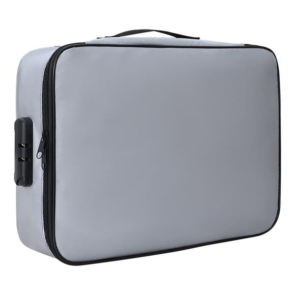 Fireproof Document Bag, Three Layers with Lock Grey