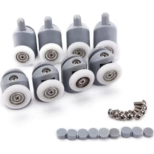 8x Justerbare doble dusjdørruller for baderom, 23 mm