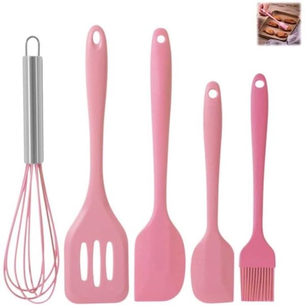 5-delat bakspatelset i silikon - Rosa