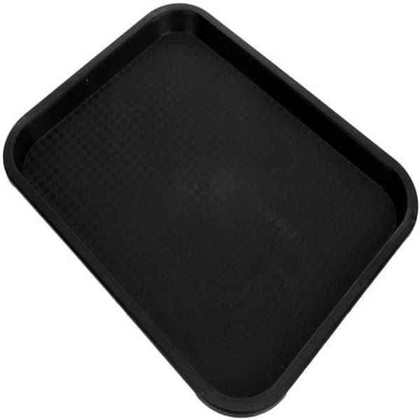Fast Food Tray - Rectangular Plate - Food Service - Non-Slip Bottom - 35 x 27 cm - Black