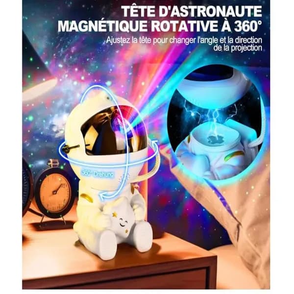 Astronautprojektor Galakse Stjernehimmelprojektor Nattlys for Barn med 8 Moduser, Tåke, 2 Stjerner, Fjernkontroll