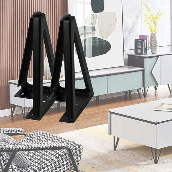 Sæt med 4 sorte 15 cm metalmøbelben til stole, skabe og sofaer