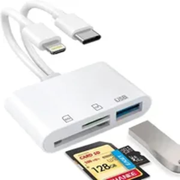 5-i-1 Hukommelseskortlæser OTG-adapter - iPhone/iPad - USB C - USB A