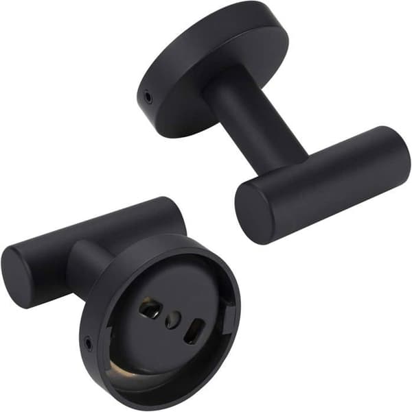 Sæt med 2 badehåndklædekroge med metalskruer, knagerække, mat sort, badekåbekrog (sort)