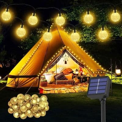 7.1M 50 LED Solar Lyskaede IP65 - 8 Tilstande - 1000mAh - Varm Hvid