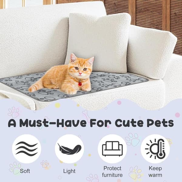 Extra soft dog blankets - 5-piece set, machine washable flannel - For small and medium-sized puppies and kittens, animal pattern, gray (60x40 cm)