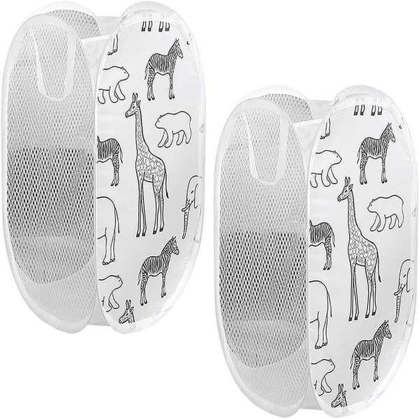 Two-piece pop-up laundry basket with handles, 30x30x48 cm, white