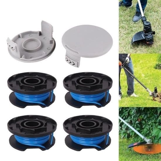 Stykker, Udskiftningsspoler til Trimmer, Til Ryobi 18v 24v 40v, Til Ryobi One+ AC14RL3A, 4 Spoler + 2 Trimmerhætter