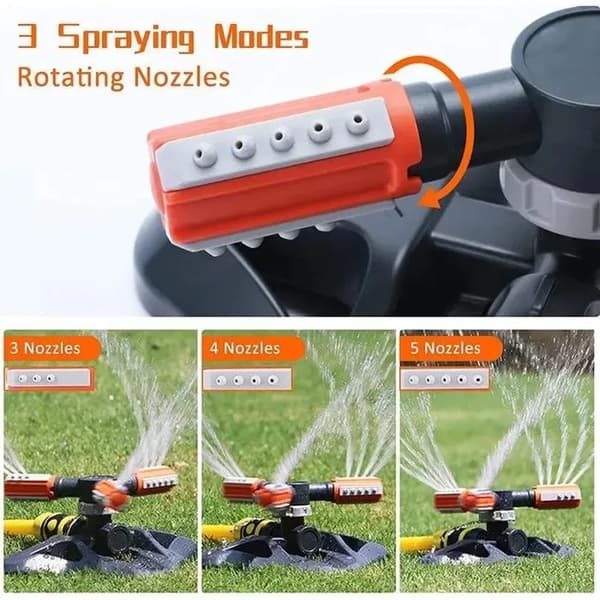 360° roterende sprinkler - 3 arme - 36 dyser - automatisk vanding