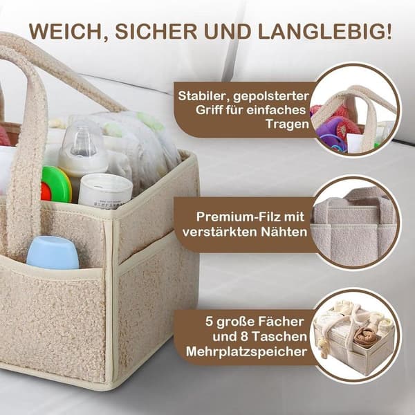Diaper Storage Box Plush Diaper Caddy Diaper Bag Diaper Caddy Bear Shaped Diaper Storage Box Changing Table Storage Box, Multifunctional