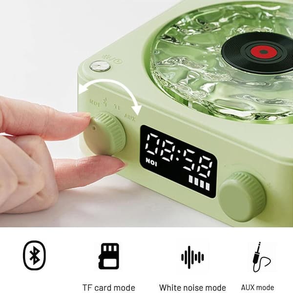 Speaker and Turntable with Adjustable Romantic Mood Lighting (3 Settings) and 4 Playback Modes, Office and Parties, 360° Surround Sound