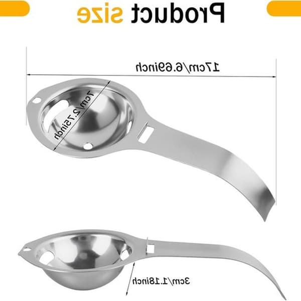 Skill egg med eggeutskiller i rustfritt stål - Eggeplomme- og eggehviteutskiller med forlenget håndtak for effektiv matlaging og baking