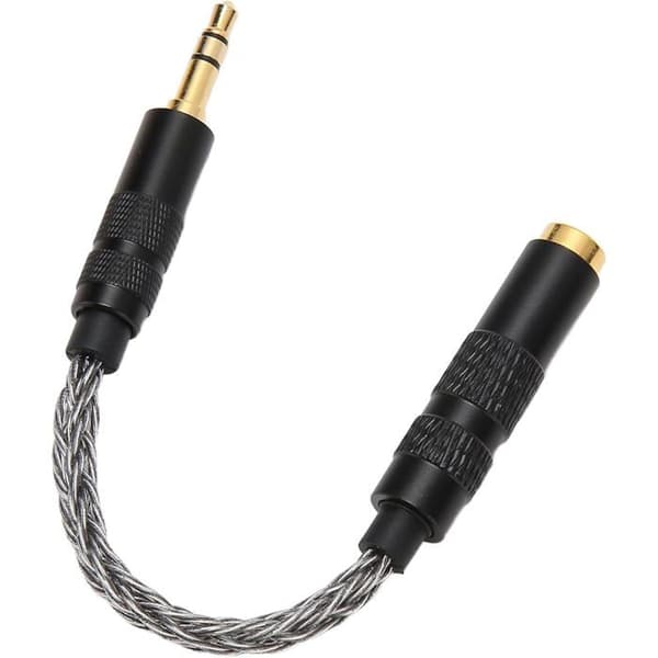 Premium 4,4 mm hun til 3,5 mm han stereo-adapter, forgyldte stik, lysegrå