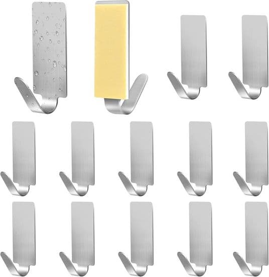 12-pack självhäftande krokar - Rostfritt stål - Vattentäta - Starka