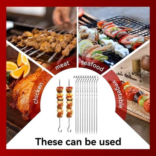 20-pakke grillspyd - Rustfritt stål - Holdbare - Grilling, Kebab, Bål - 35 cm