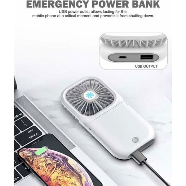 Bærbar genopladelig ventilator med 3 hastigheder, Mini USB-ventilator, Stille drift til kontor- og udendørsbrug, Flere farver