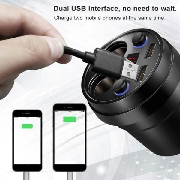 Billader med doble sigarettenneruttak og doble USB-porter