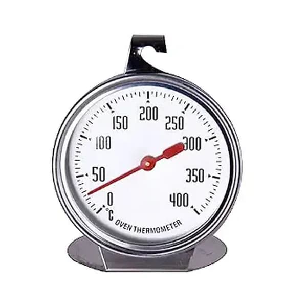 2,4-tommer ovntermometer, velegnet til elektriske ovne, med stor krog og base, rustfrit stål, køkkentemperatursensor.