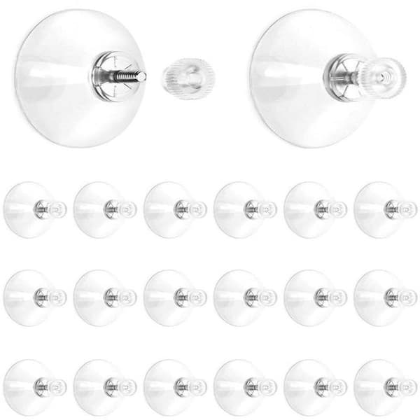 Imukoukut ruuveilla - 41 mm - Läpinäkyvä PVC - M4-kierre - 20 kappaletta