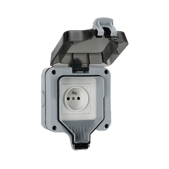 IP66 utendørs sprutsikkert plug-in hus, enkel rad, regntett, utendørs plugg, ett hull
