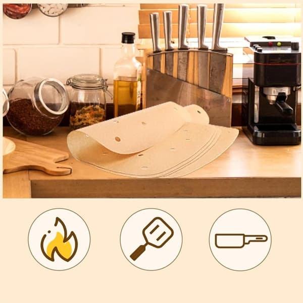 Airfryer bagepapir med huller - 200 stk. - bagepapir - Engangs Airfryer papir - AirFryer tilbehør - til bageform, ovn, m