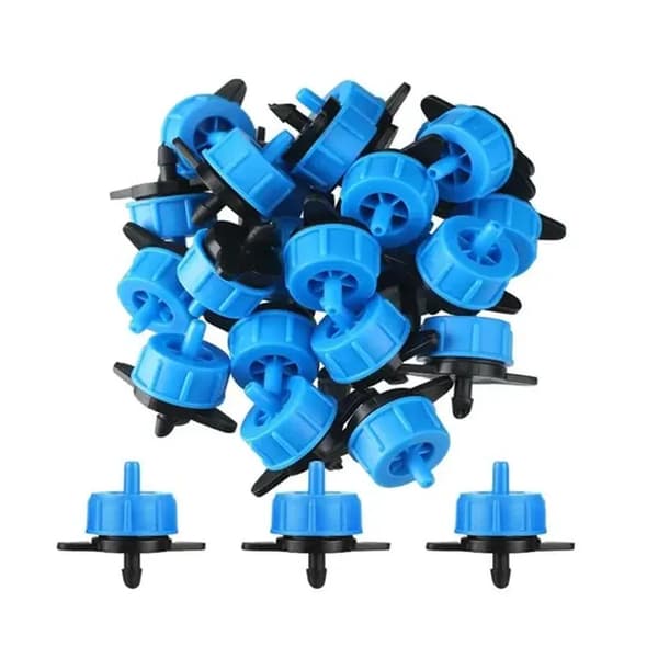 Pakke med 100 Micro-Drip System Justerbare Endedypper, Trykregulator, Selvregulerende Dryppere 8 l/t, til Vanding af Planter