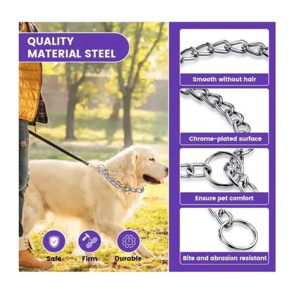 Hundehalsbånd - Metal - Rustfrit stål - 3 mm x 55 cm - Holdbart - Nem kontrol