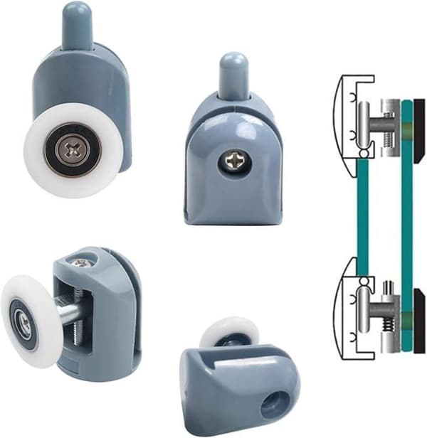 8-delade skjutbara duschdörrsrullar, 23 mm duschdörrsrullar, duschkabinsrullar