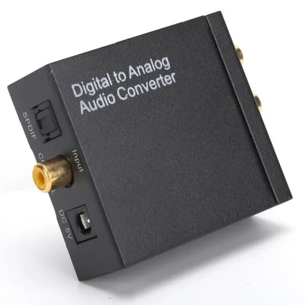 Qiilu lydkonverterer 3,5 mm lydadapter digital optisk til analog RCA L/R koaksialkonverterer for