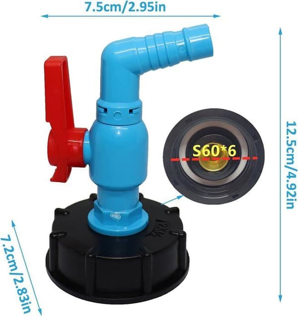 IBC S60x6 Adapter Plastikhane - Fleksibelt Slangesæt - 360° Rotation - PVC