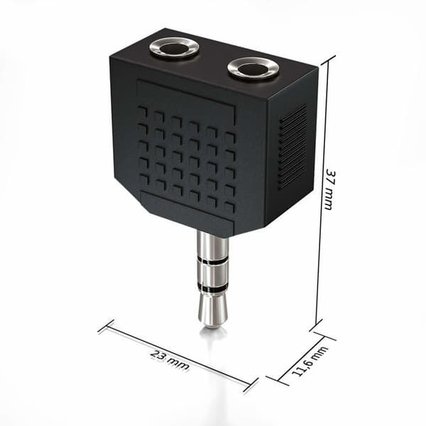 2 x 3,5 mm stereo jack-adapter, lydsplitter 1 x 3,5 mm jackstik til 2 x 3,5 mm jackstik lydsplitter
