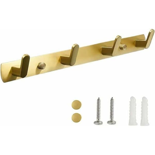 Guld väggmonterad klädhängare - 4 krokar - Inomhusbruk - Samtida design