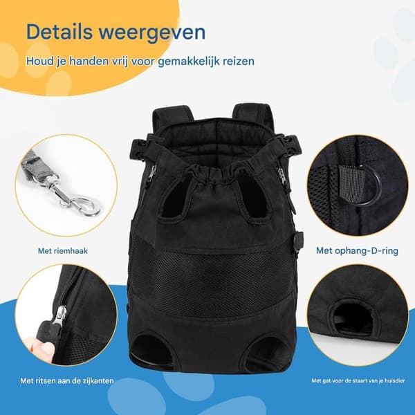 Cat Backpack - Cat Backpack with Leg Holes - Dog Backpack with Chest Strap - Dog and Cat Backpack - Four-Legged Backpack