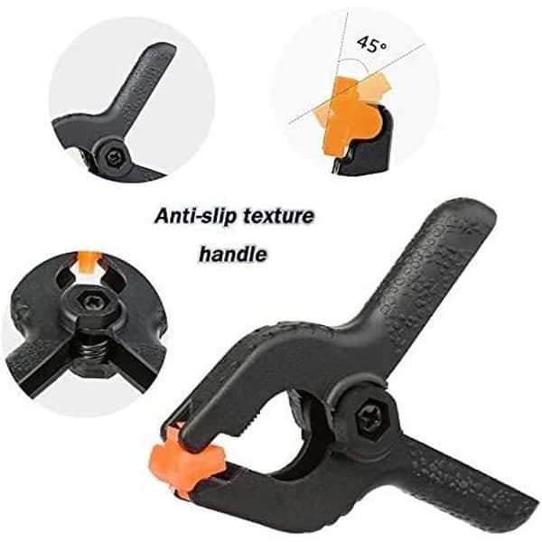 Fjäderbelastade klämmor, 4-pack - Maximal öppning 75 mm - Förstärkt nylon - Hög kvalitet