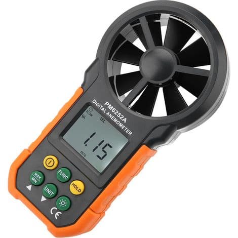 PM6252A Bærbart Digitalt Anemometer – Måler Luftstrøm og Vindhastighed – Baggrundsbelyst LCD-display – 9V Strømforsyning