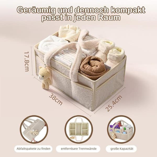 Diaper Storage Box Plush Diaper Caddy Diaper Bag Diaper Caddy Bear Shaped Diaper Storage Box Changing Table Storage Box, Multifunctional