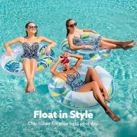 Uppblåsbara poolflottar med paljetter 32,5\" / 82,55 cm (3-pack), tropiska poolflottar