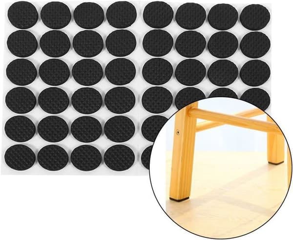 Gummimøbelbenpuder, lette selvklæbende møbelbeskyttere, runde, 22 mm diameter, 48 stk., sort