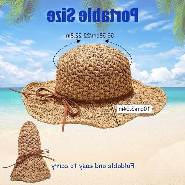 Sommerstråhat til kvinder, foldbar solhat med UV-beskyttelse til strand og rejser, boho-stil, perfekt til udendørs aktiviteter